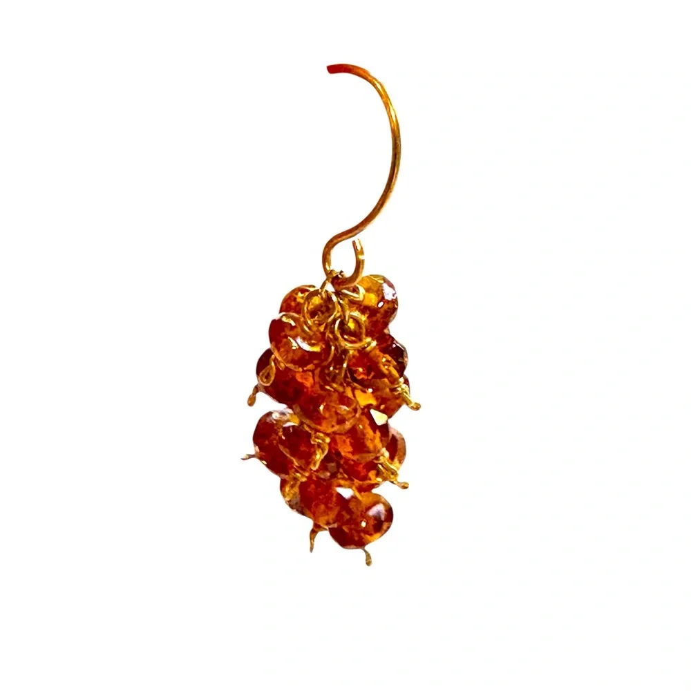 Vintage Gold and Amber Cluster Earrings. Excellent condition.